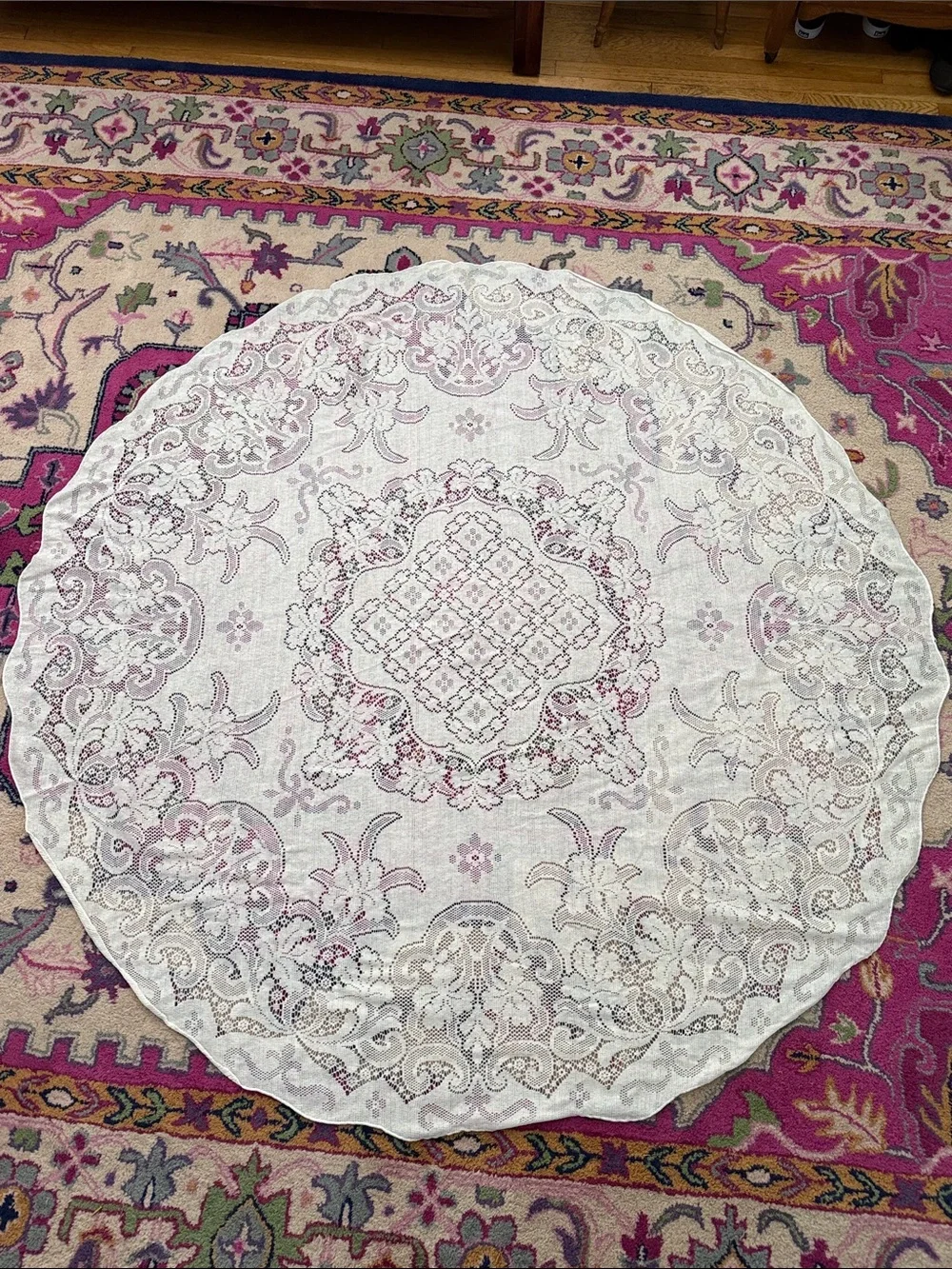 Antique lace tablecloth